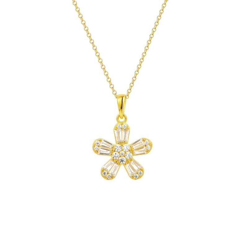 BLING oem jewelry S925 silver 18k gold plated daisy flower pendant necklace