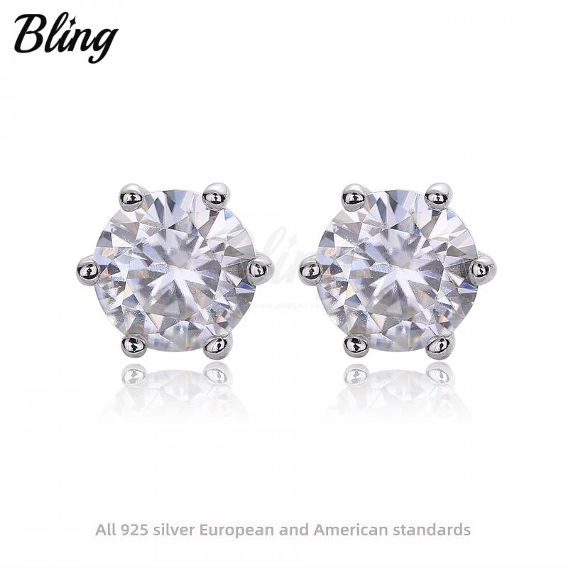 BLING oem cubic zirconia sterling silver stud earrings