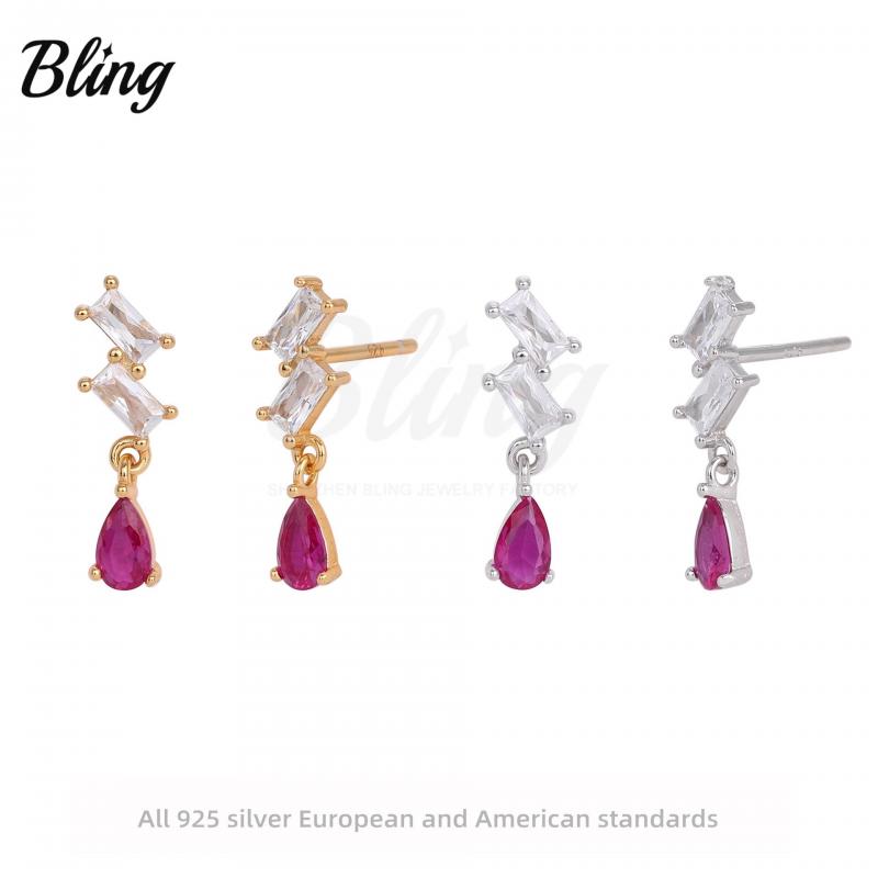 Zircon Colorful 925 Sterling Silver Drop Earrings