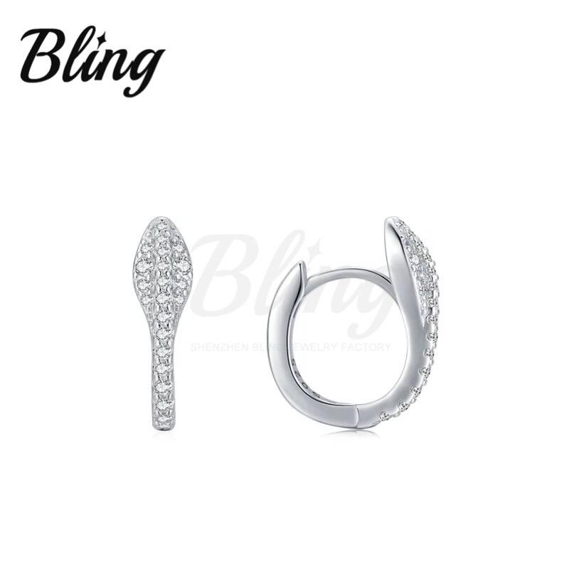 Trendy Hip Hop Earrings CZ Silver 925 Jewelry for Men Women