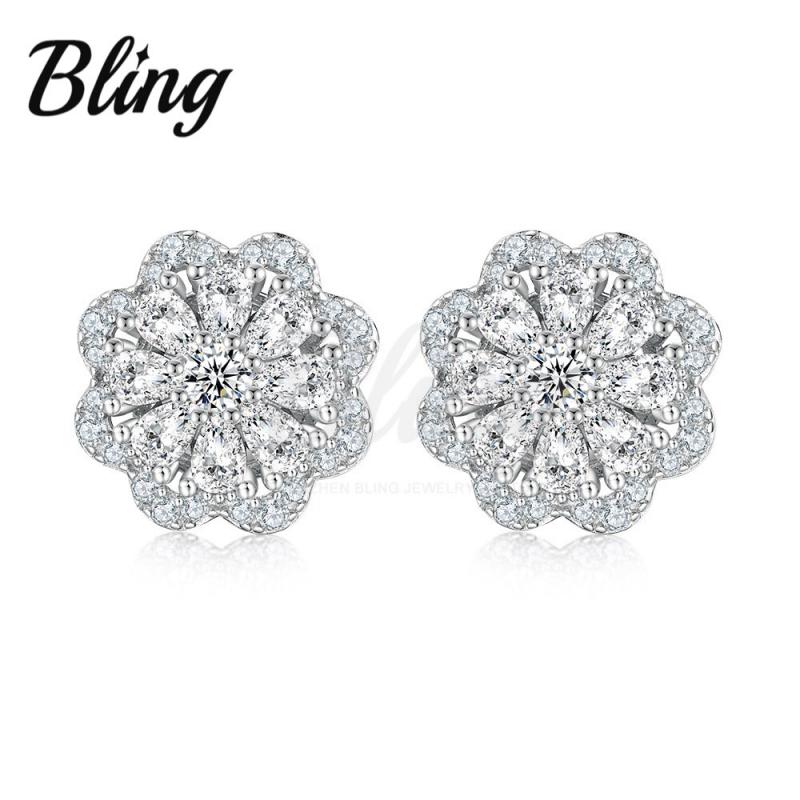 Fashion CZ zircon 925 Sterling Silver Stud Earrings