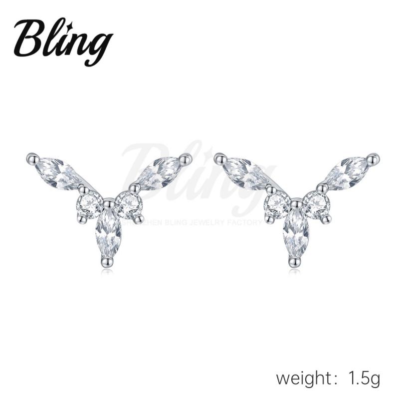 Sterling Silver 925 Stud Earrings with CZ