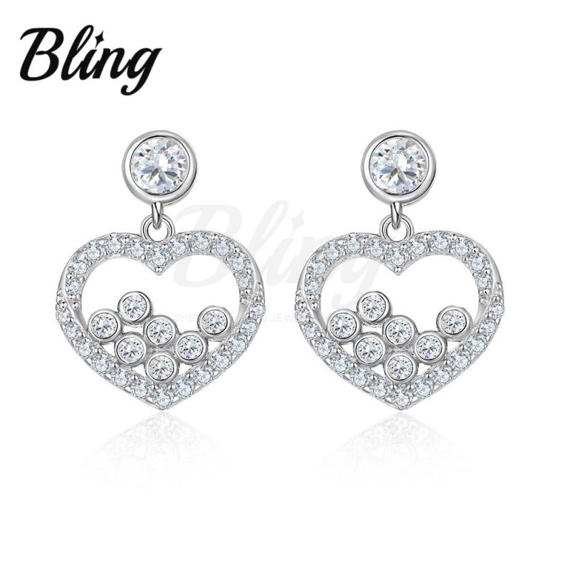 LOVE 925 Sterling Silver Heart Women Earrings